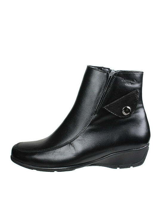 Boxer Leather Women's Ankle Boots Black