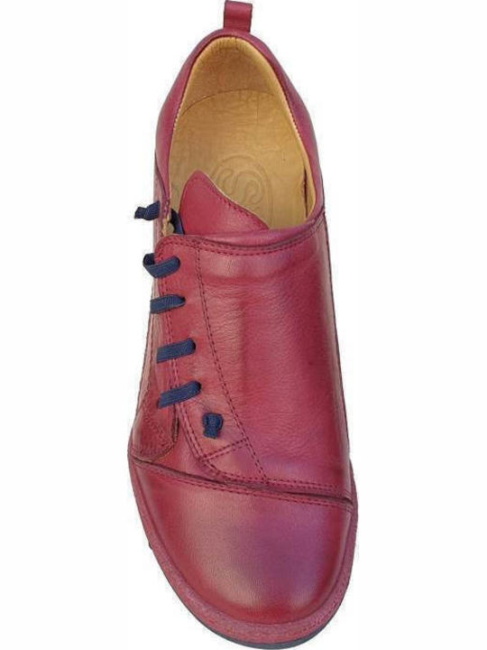 19507 Ανατομικά Γυναικεία Slip-On Δερμάτινα Μπορντό