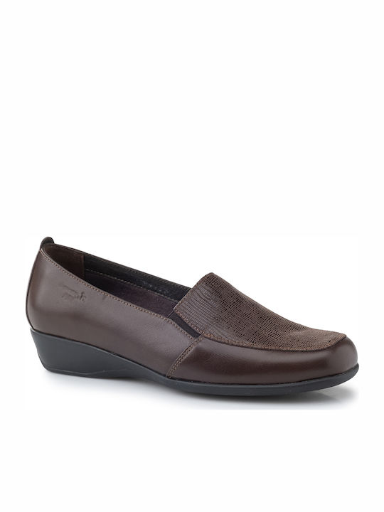 Boxer Leather Women's Loafers in Brown Color