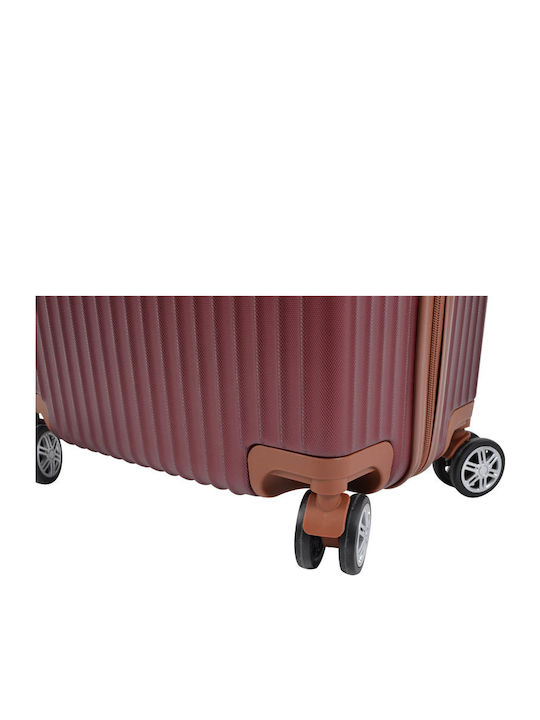 Ankor Travel Suitcases Hard Burgundy Max Height 70cm with 4 Wheels Set of 3 Pieces