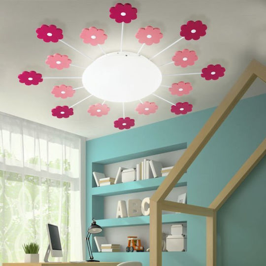 Eglo Viki 1 Einfaches Licht Kinderdeckenleuchte Deckenleuchte montieren 60W mit Fassung E27 Rosa 61.5cm