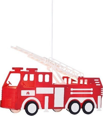 Aca Feuerwehrfahrzeug Kronleuchter Kinderdeckenleuchte Deckenleuchte 13W mit Fassung E27 Rot
