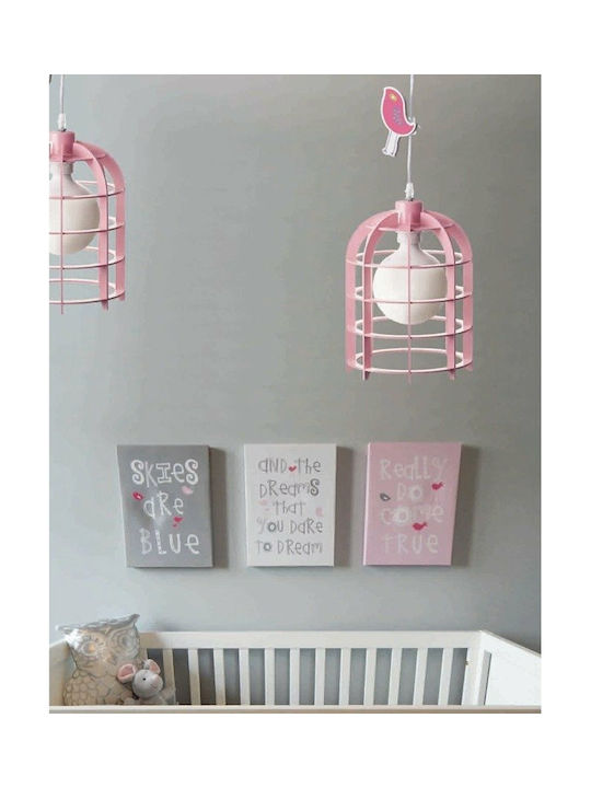 Aca Vogelkäfig Einfaches Licht Kinderdeckenleuchte Deckenleuchte 60W mit Fassung E27 Pink 20cm