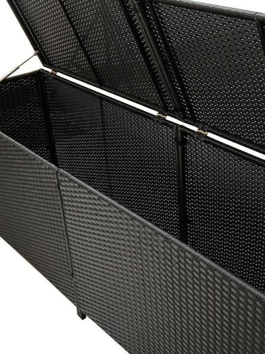 vidaXL Außenlagerbox Rattan Schwarz L200xB50xH60cm