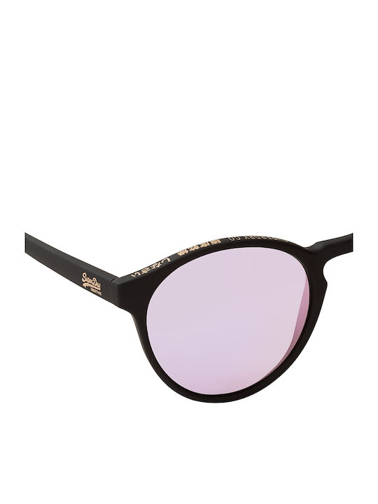 Superdry Saratoga Men's Sunglasses with Black Plastic Frame and Pink Mirror Lens