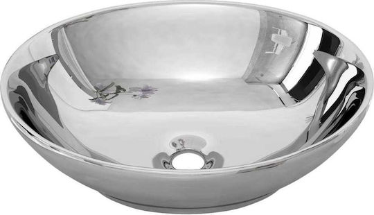 vidaXL Επικαθήμενος Νιπτήρας Κεραμικός 40x33x13.5cm Ασημί