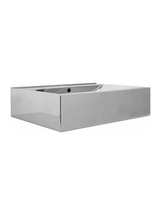 vidaXL Aufgesetztes Waschbecken Keramik 60x46x16cm Silber