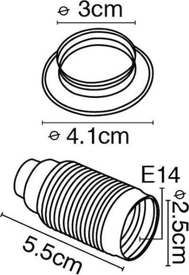 VK Lighting Stromstecker mit Steckdosenbuchse E14 in Silber Farbe Set 1Stück 30117-011639