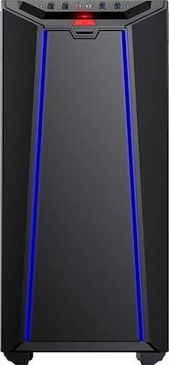 Supercase Predator PR08A Gaming Midi Tower Κουτί Υπολογιστή με Πλαϊνό Παράθυρο και RGB Φωτισμό Μαύρο