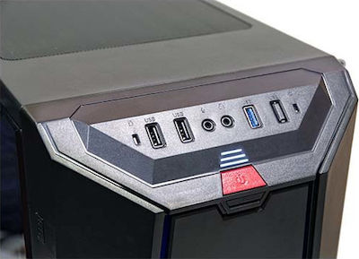 Supercase Predator PR08A Gaming Midi Tower Κουτί Υπολογιστή με Πλαϊνό Παράθυρο και RGB Φωτισμό Μαύρο