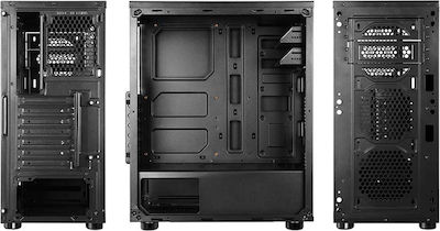 Supercase Predator PR08A Gaming Midi Tower Κουτί Υπολογιστή με Πλαϊνό Παράθυρο και RGB Φωτισμό Μαύρο