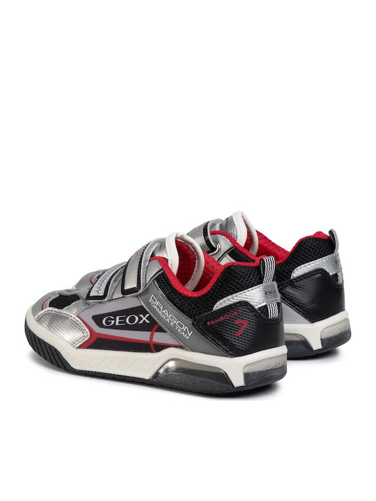 Inek Παιδικά Sneakers Ανατομικά με Σκρατς & Φωτάκια Ασημί