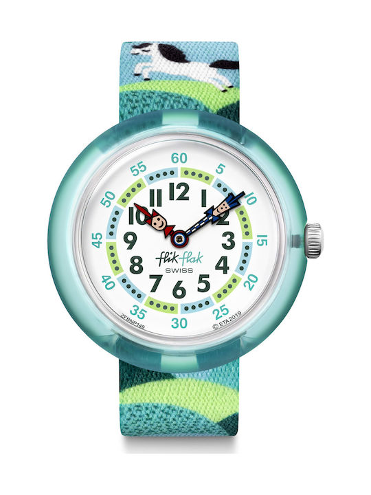 FlikFlak Kids Analog Watch Pony Day with Fabric Strap Green