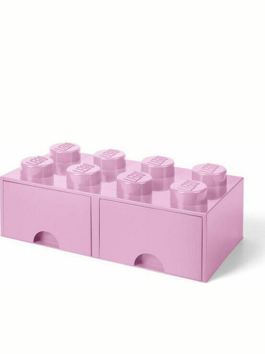 Lego Kids Plastic Toy Storage Box 8 Knobs Pink 50x25x17cm