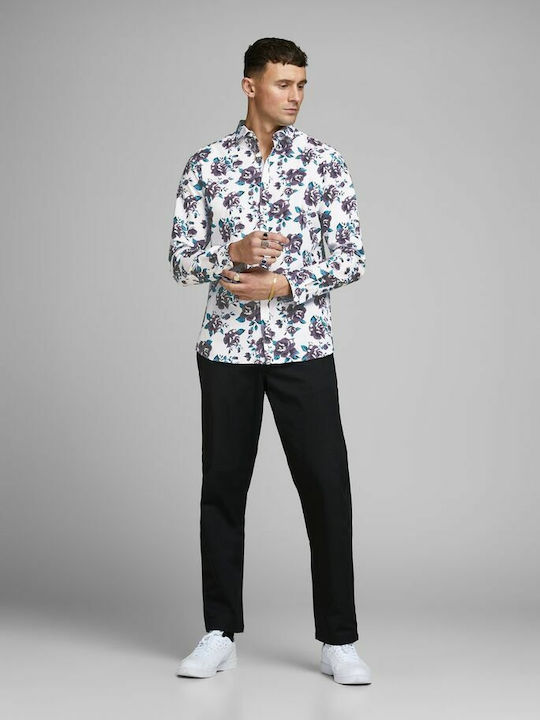 Jack & Jones Cămașă Bărbătească Cu mânecă lungă Bumbac Floral Multicolor