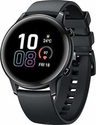 Honor MagicWatch 2 Stainless Steel 42mm Αδιάβροχο με Παλμογράφο (Agate Black)