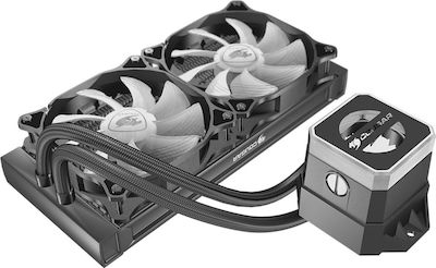 Cougar Helor 240 Wasserkühlungssystem für Prozessoren Doppelter Ventilator 120mm für Socket /A/M/4/ / / /1/2/0/0/ /1/1/5/x/ mit RGB Beleuchtung Schwarz