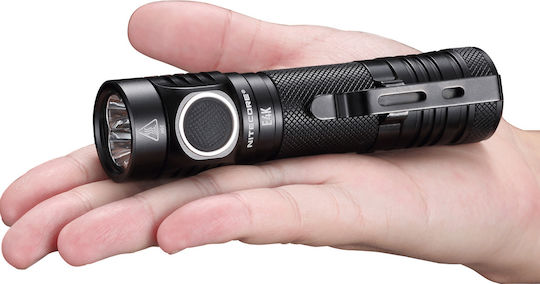 NiteCore Wiederaufladbar Taschenlampe LED IP68 mit maximaler Helligkeit 4400lm E4K Schwarz
