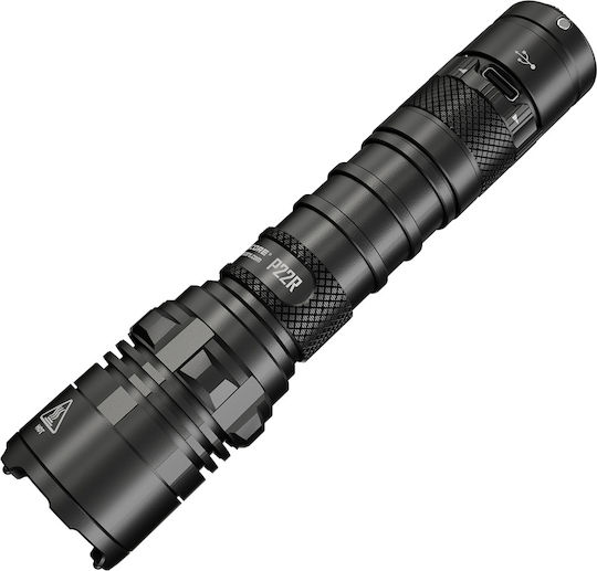 NiteCore Wiederaufladbar Taschenlampe LED IP68 mit maximaler Helligkeit 1800lm P22R 2x CR123 Schwarz