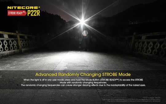 NiteCore Wiederaufladbar Taschenlampe LED IP68 mit maximaler Helligkeit 1800lm P22R 2x CR123 Schwarz