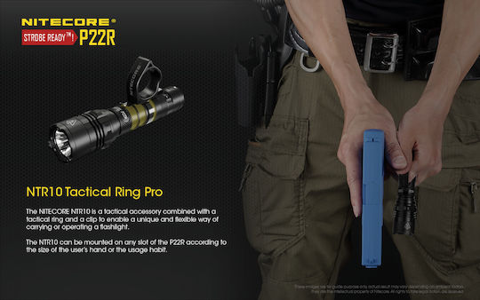 NiteCore Wiederaufladbar Taschenlampe LED IP68 mit maximaler Helligkeit 1800lm P22R 2x CR123 Schwarz