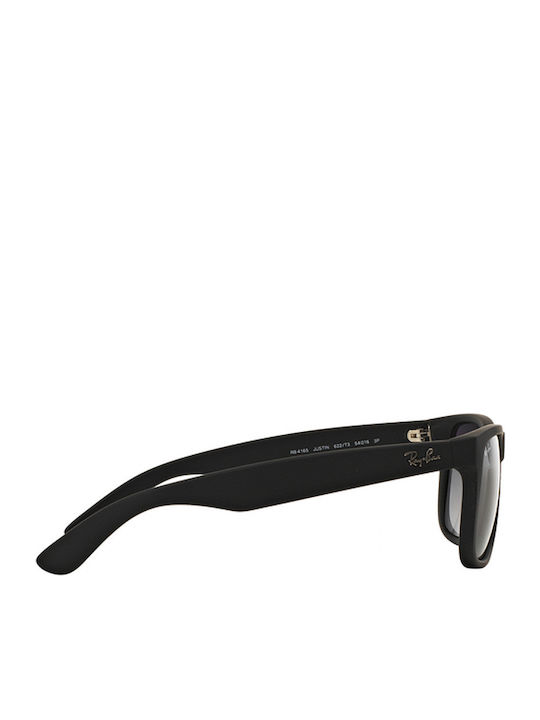 Ray Ban Justin Unisex Sunglasses with Black Plastic Frame and Black Gradient Polarized Mirror Lens RB4165 622/T3