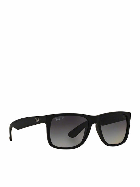Ray Ban Justin Unisex Sunglasses with Black Plastic Frame and Black Gradient Polarized Mirror Lens RB4165 622/T3
