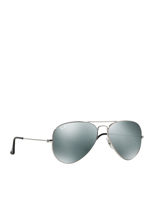 Ray Ban Aviator Unisex Sunglasses with Silver Metal Frame and Silver Mirror Lens RB3025 W3275