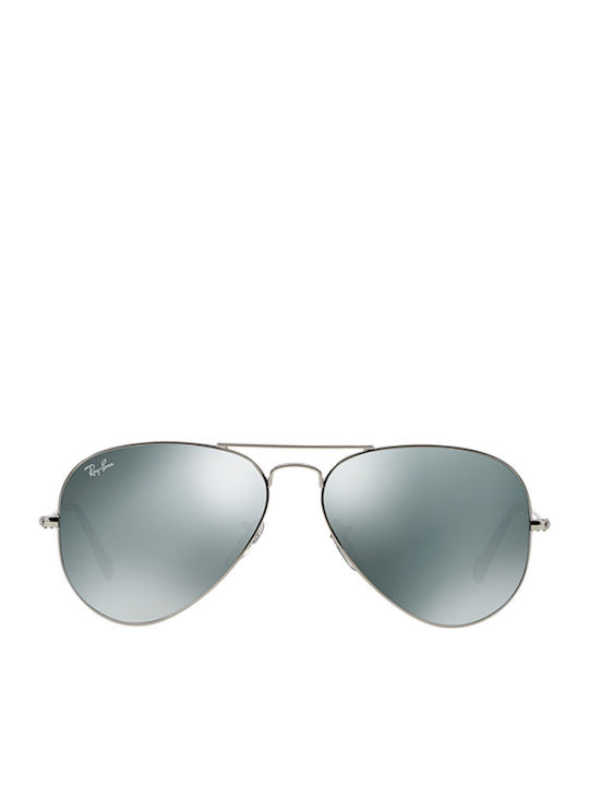 Ray Ban Aviator Unisex Sunglasses with Silver Metal Frame and Silver Mirror Lens RB3025 W3275