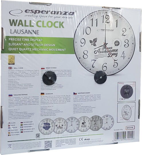 Esperanza Lausanne Ρολόι Τοίχου Πλαστικό Εκρού Ø30cm