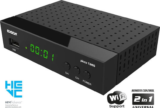 Edision Picco T265 01-07-0023 Ψηφιακός Δέκτης Mpeg-4 Full HD (1080p) με Λειτουργία PVR (Εγγραφή σε USB) Σύνδεσεις SCART / HDMI / USB