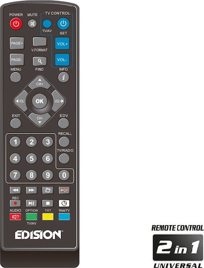Edision Picco T265 01-07-0023 Ψηφιακός Δέκτης Mpeg-4 Full HD (1080p) με Λειτουργία PVR (Εγγραφή σε USB) Σύνδεσεις SCART / HDMI / USB