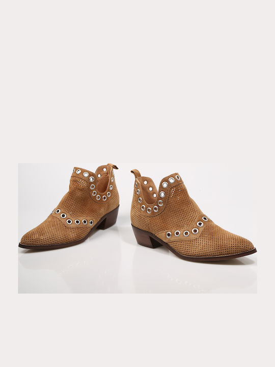 Ghete dama de catifea Cowboy Tabac maro