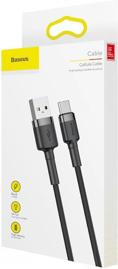 Baseus Cafule Braided USB 2.0 Cable USB-C male - USB-A 60W Μαύρο 1m CATKLF-BG1