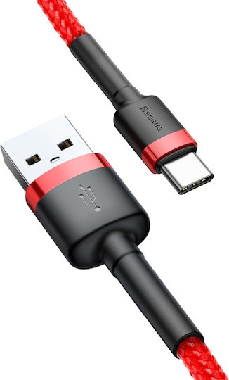 Baseus Cafule Braided USB 2.0 Cable USB-C male - USB-A 18W Κόκκινο 1m CATKLF-B09