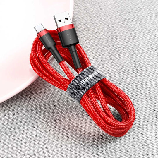 Baseus Cafule Braided USB 2.0 Cable USB-C male - USB-A 18W Κόκκινο 1m CATKLF-B09