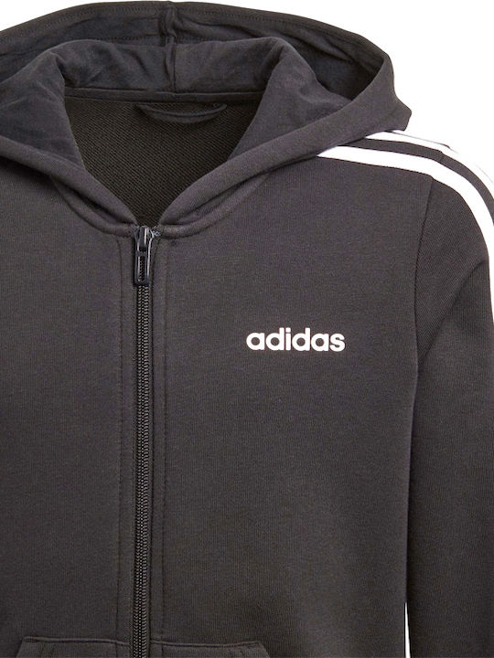Adidas Αθλητική Παιδική Ζακέτα Φούτερ με Κουκούλα για Αγόρι Μαύρη Essentials 3-Stripes