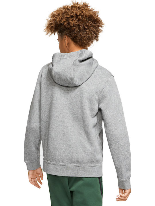 Athletic Kids Sweatshirt Cardigan Cotton with Hood Gray Sportswear