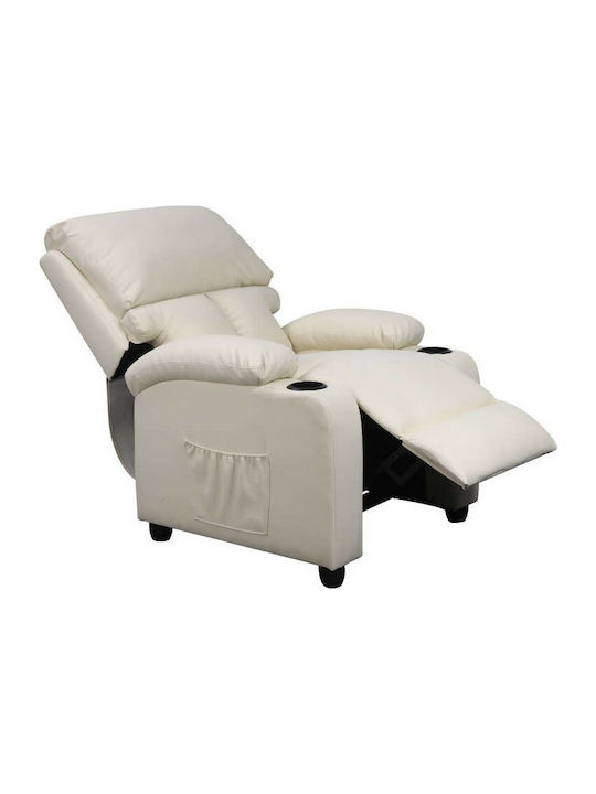 Sunday Πολυθρόνα Relax Massage με Υποπόδιο από Δερματίνη Μπεζ 72x89x106cm