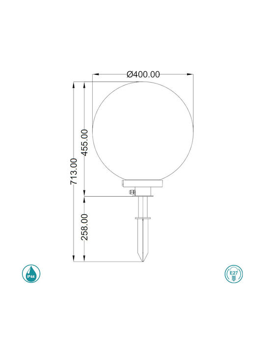 Trio Lighting Bolo Outdoor Floor Lamp Globe IP44 for E27 Socket White