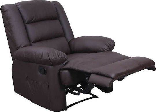 Vivian Fotoliu Relax Masaj cu Puf din Piele Ecologică Maro 90x93x100cm