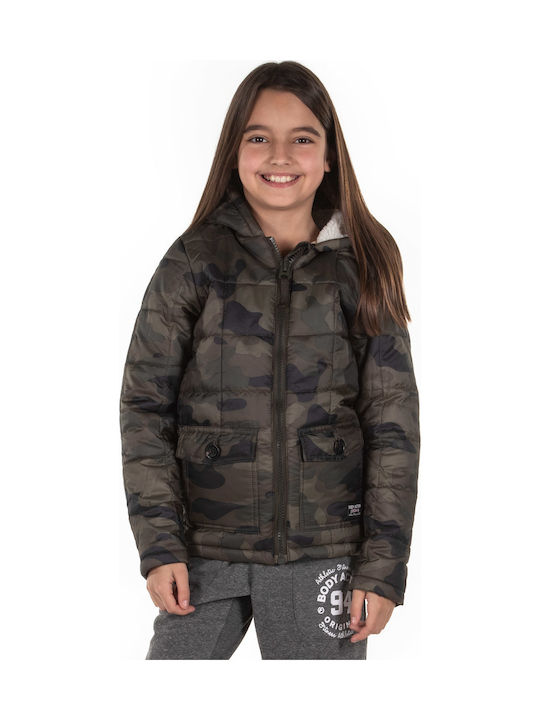 Body Action Kids Sports Jacket short Hooded Green