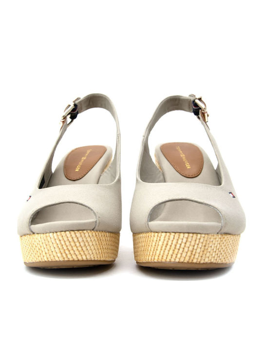 Iconic Elena Sling Back Καλοκαιρινές Γυναικείες Πλατφόρμες Μπεζ