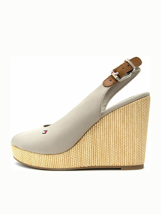 Iconic Elena Sling Back Καλοκαιρινές Γυναικείες Πλατφόρμες Μπεζ