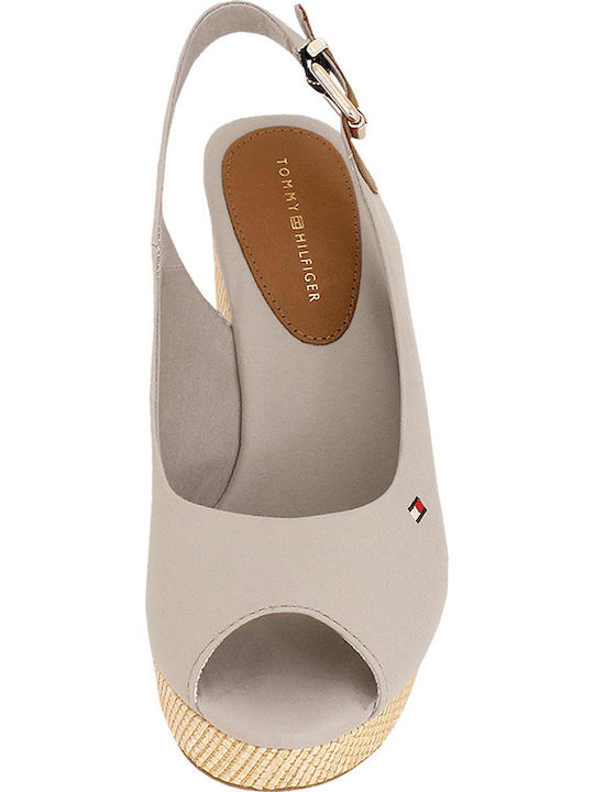 Iconic Elena Sling Back Καλοκαιρινές Γυναικείες Πλατφόρμες Μπεζ