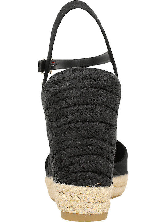 Basic Closed Toe High Platforme dama în stil espadrile Negre