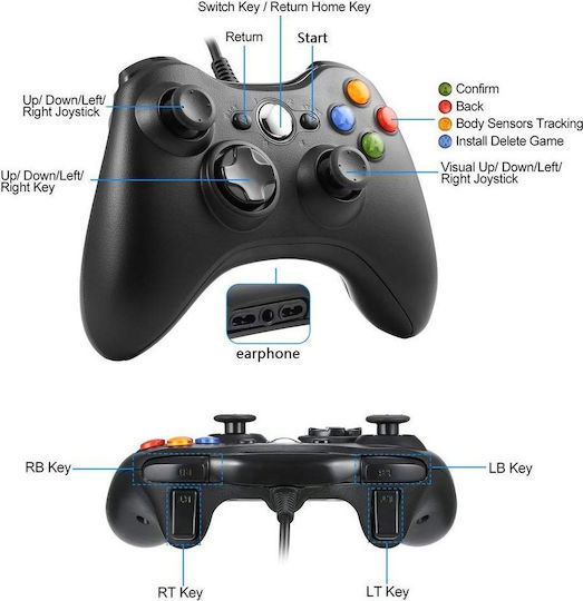 Microsoft Jamswall Ενσύρματο Gamepad για PC / Xbox 360 Μαύρο