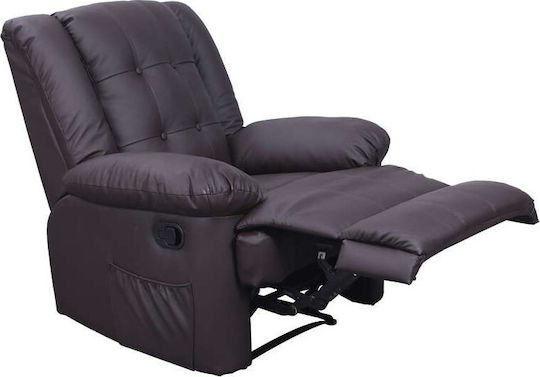 Scarlet Πολυθρόνα Relax Massage με Υποπόδιο από Δερματίνη Καφε 90x93x100cm