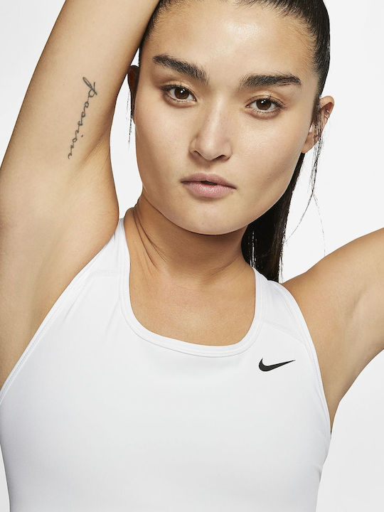 Swoosh Γυναικείο Αθλητικό Μπουστάκι Λευκό με Επένδυση & Ελαφριά Ενίσχυση