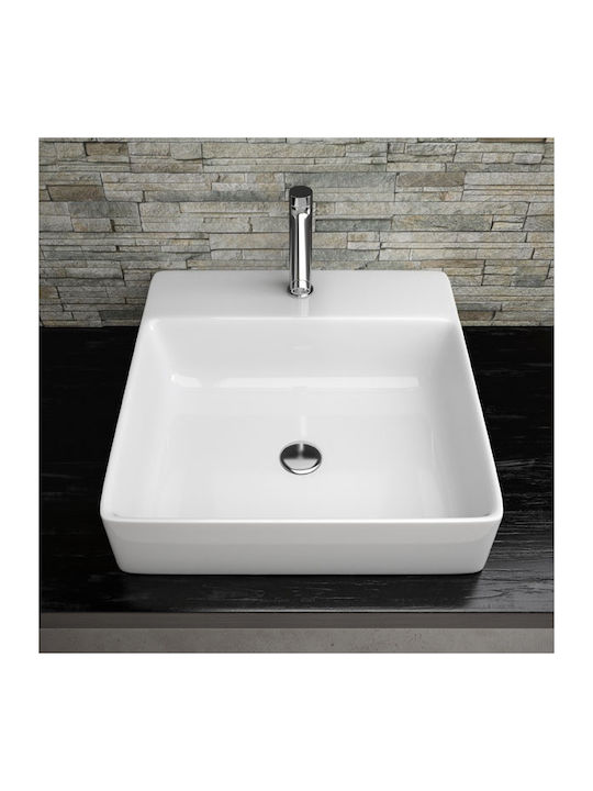 Olympia Linea Aufgesetztes Waschbecken Porzellan 50x50x13cm Weiß